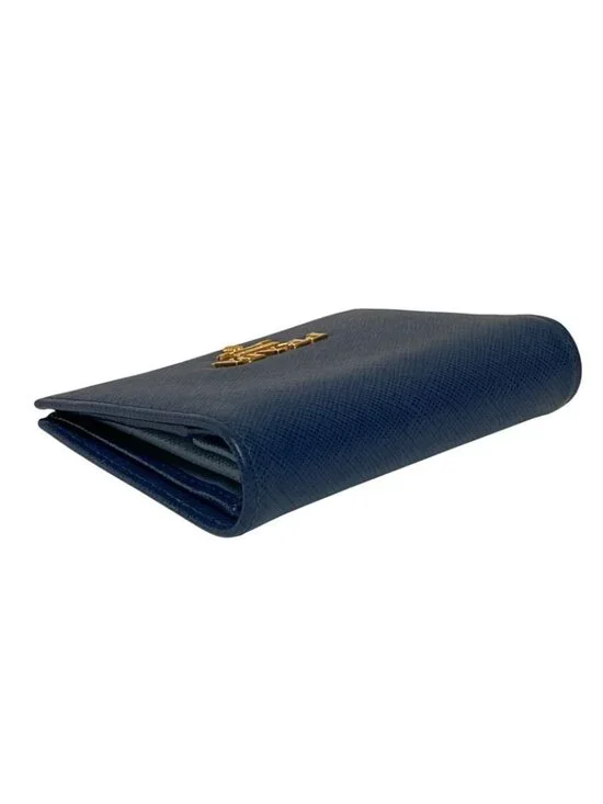 Prada Saffiano Multic Leather Compact Wallet Blue - Picture 3 of 9